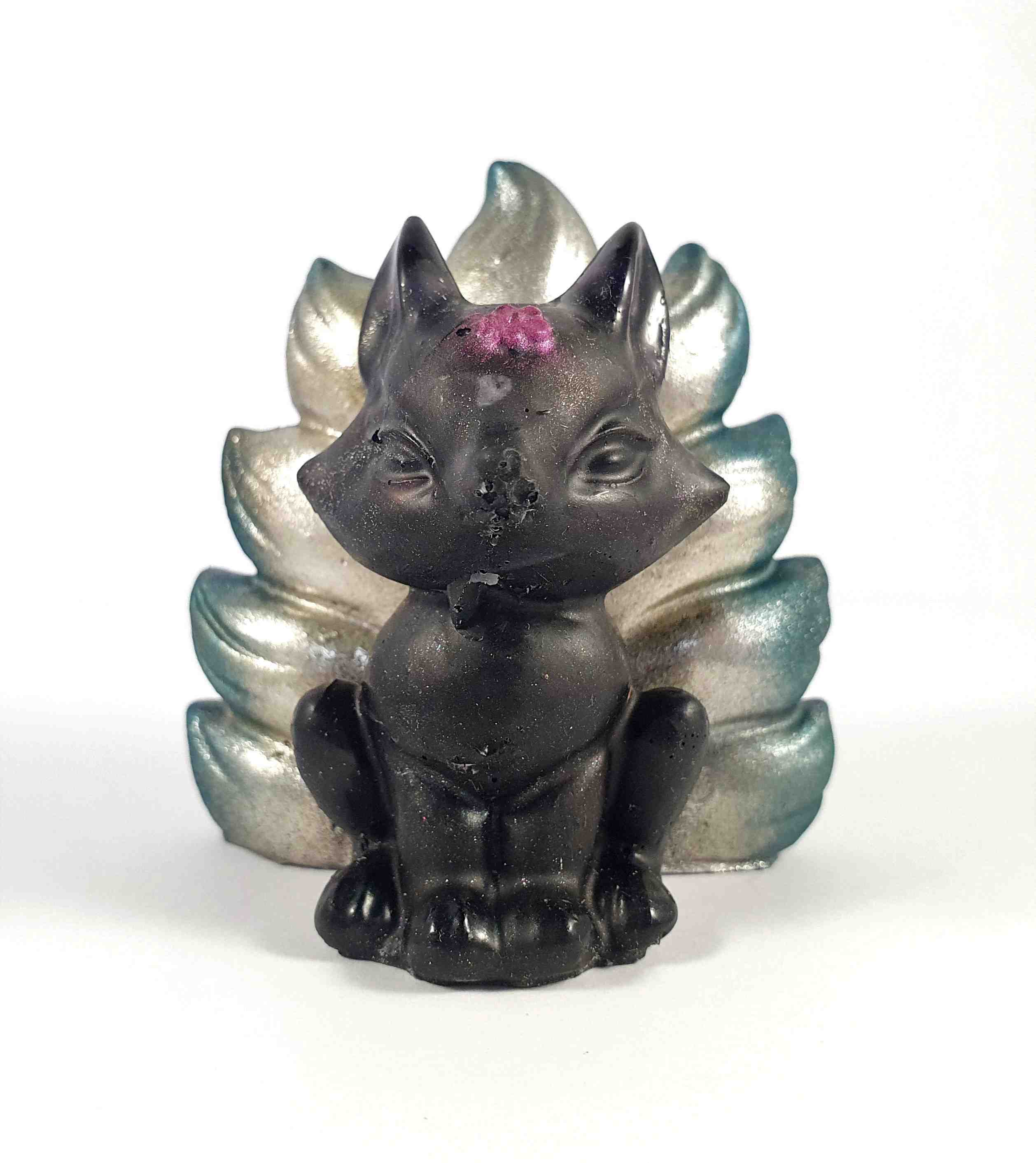 Orgonites, Overige, Kitsune Zwart/Zilver/Blauw/Roze Kitsune