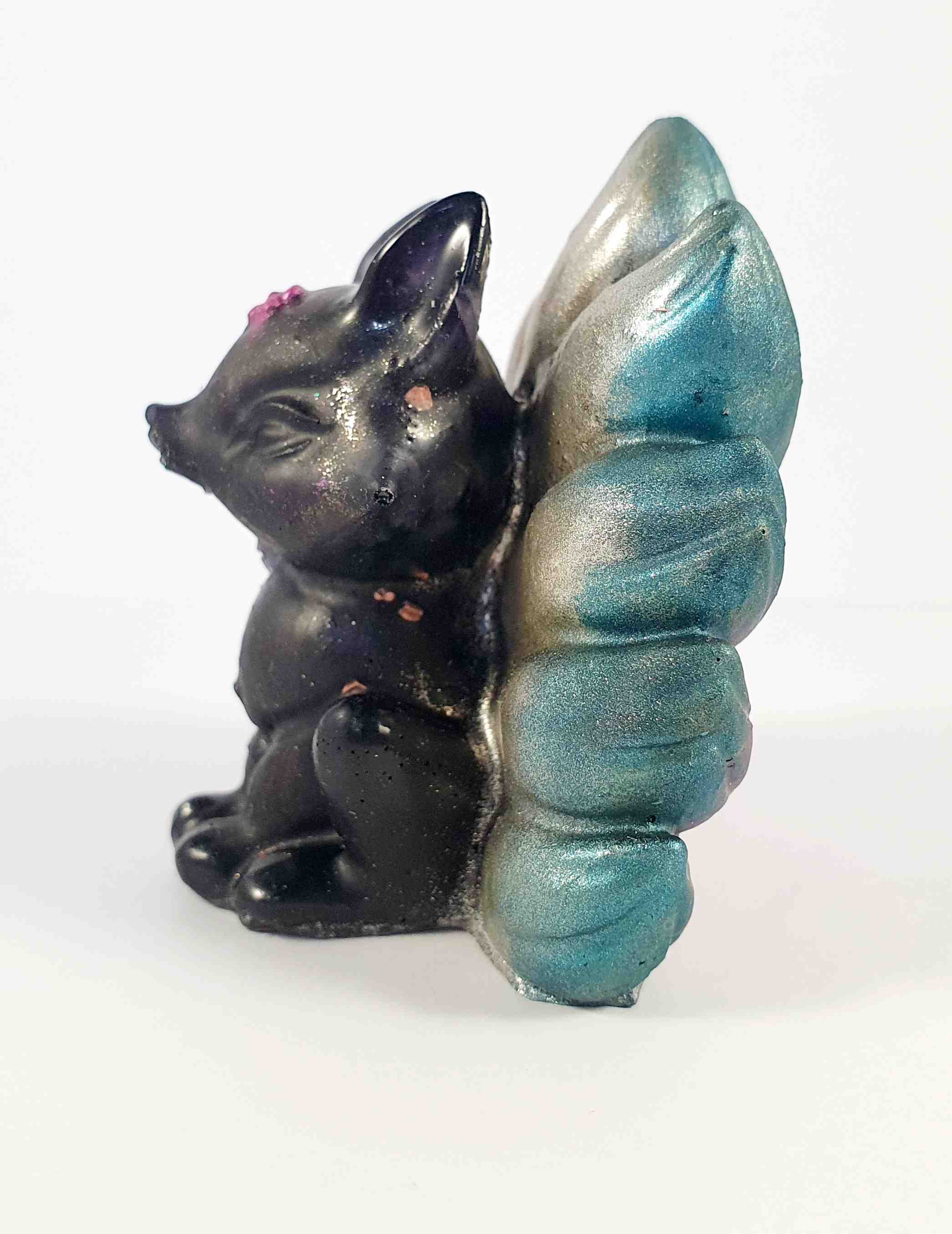 Orgonites, Overige, Kitsune Zwart/Zilver/Blauw/Roze Kitsune