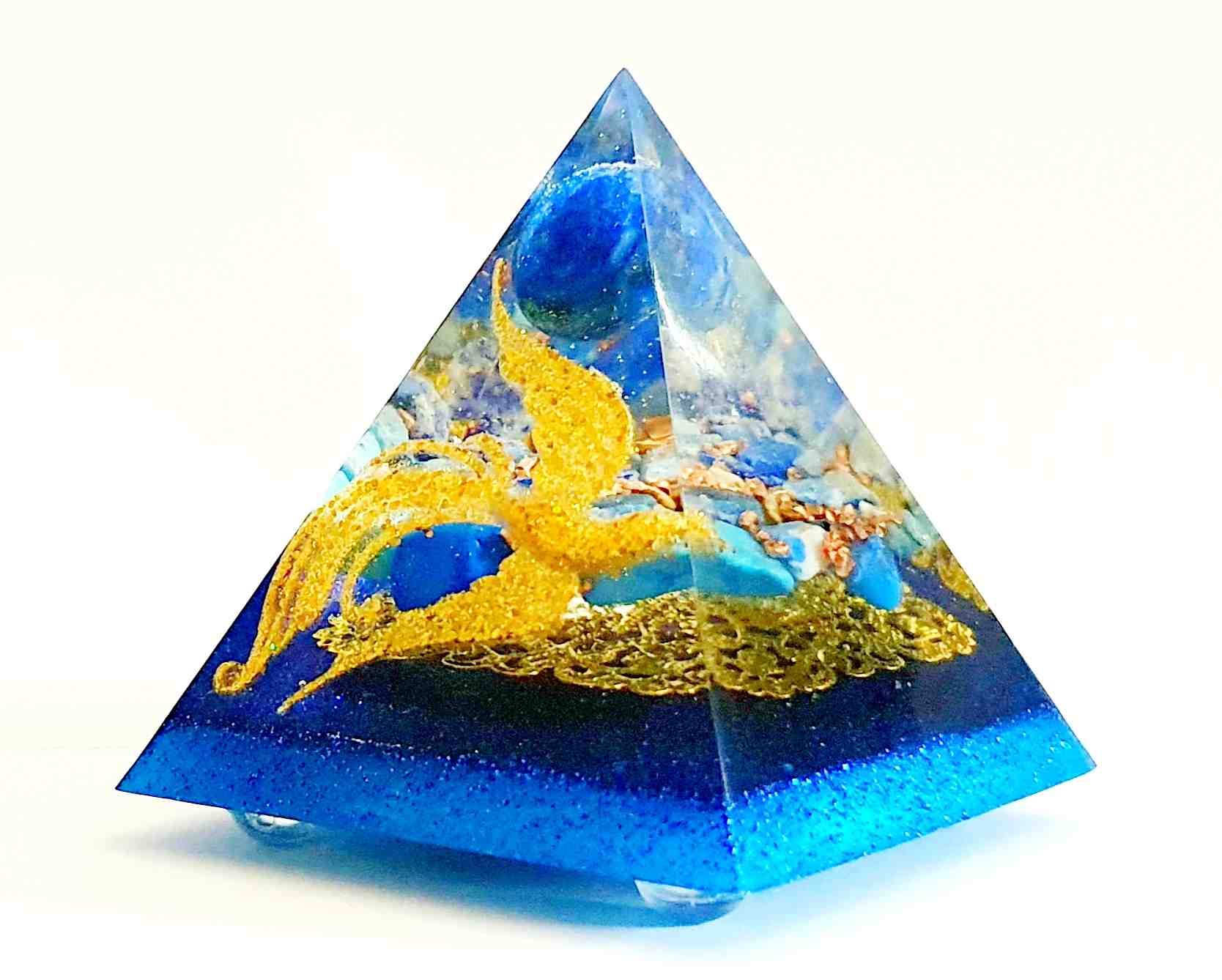 Orgonites, Piramides, Middel Gouden Feniks - blauw