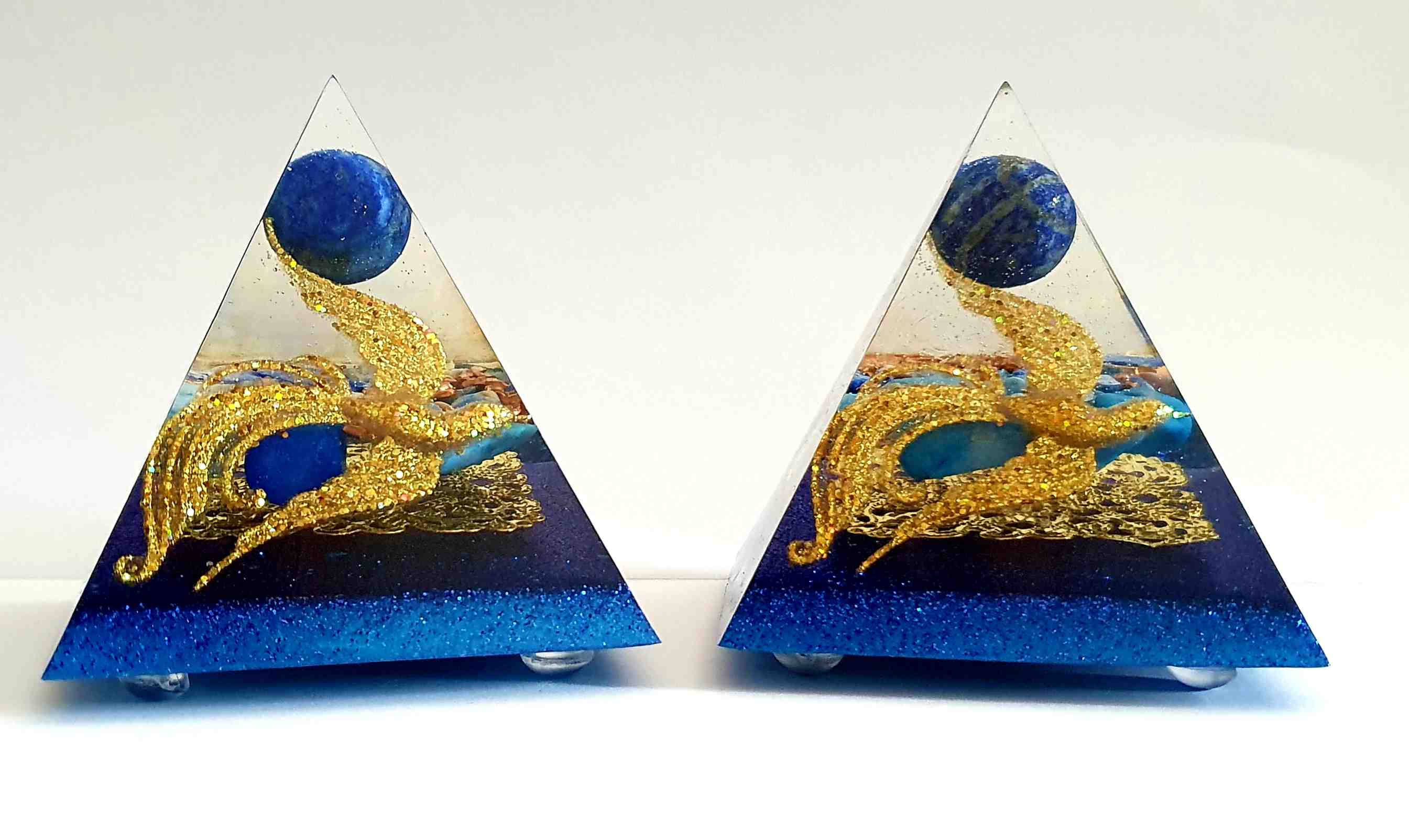 Orgonites, Piramides, Middel Gouden Feniks - blauw