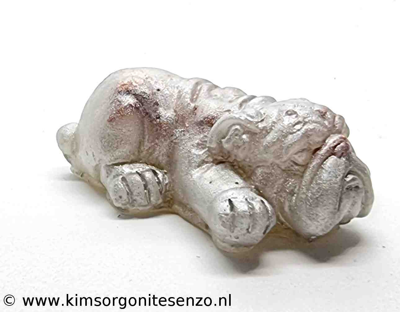 Orgonites, Overige, Bulldog, Mini Engelse Bulldog Mini Bulldog met Seleniet en Bergkristal klein