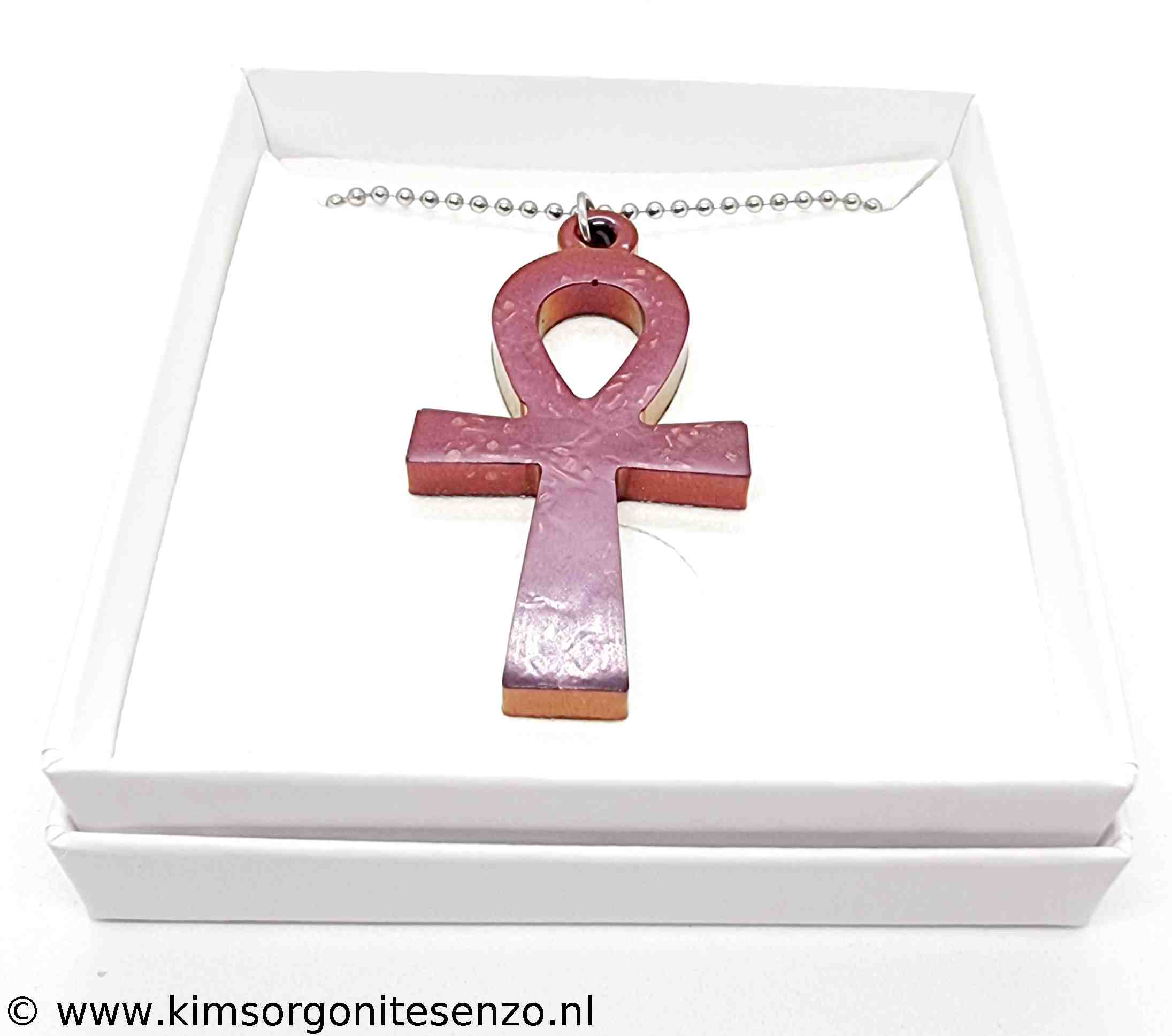 Orgonites, Sieraden, Ketting Ankh Ankh met Zwarte Toermalijn en Labradoriet