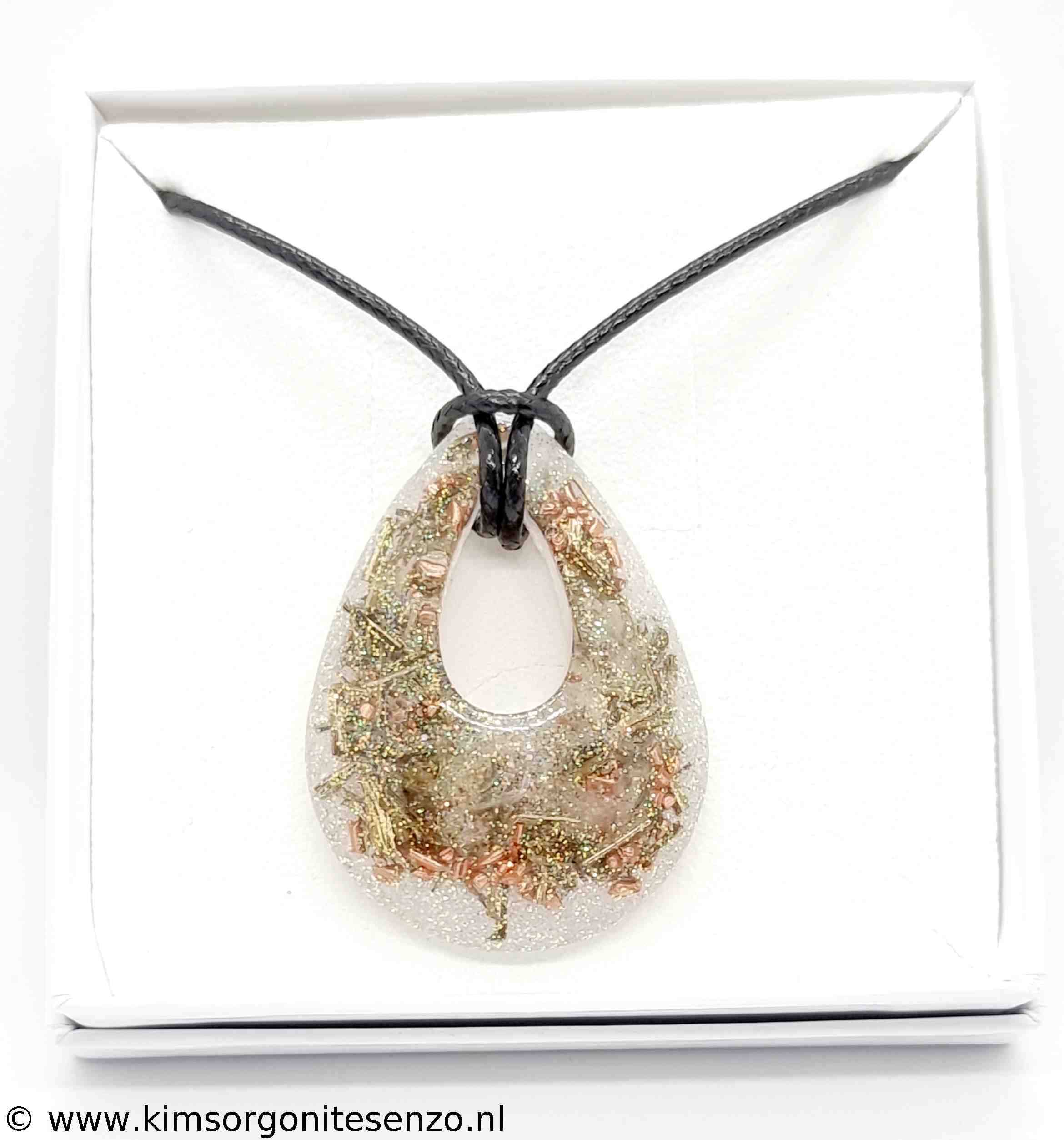 Orgonites, Sieraden, Ketting Druppel Medium Ketting Druppel Medium met Bergkristal