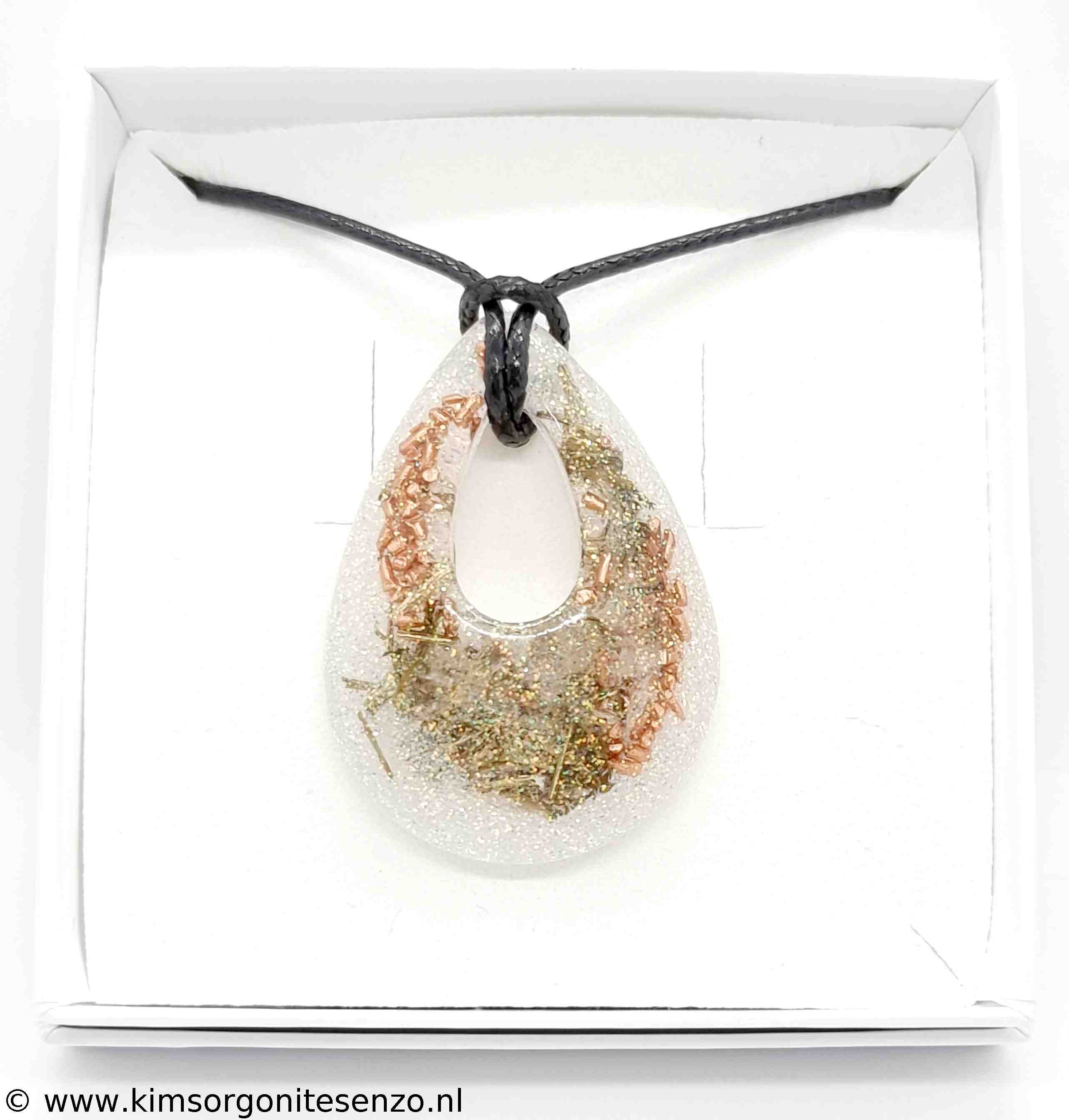 Orgonites, Sieraden, Ketting Druppel Medium Ketting Druppel Medium met Bergkristal