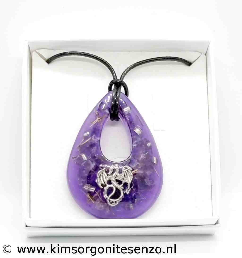 Orgonites, Sieraden, Ketting Druppel Large Ketting Druppel Large met Amethist