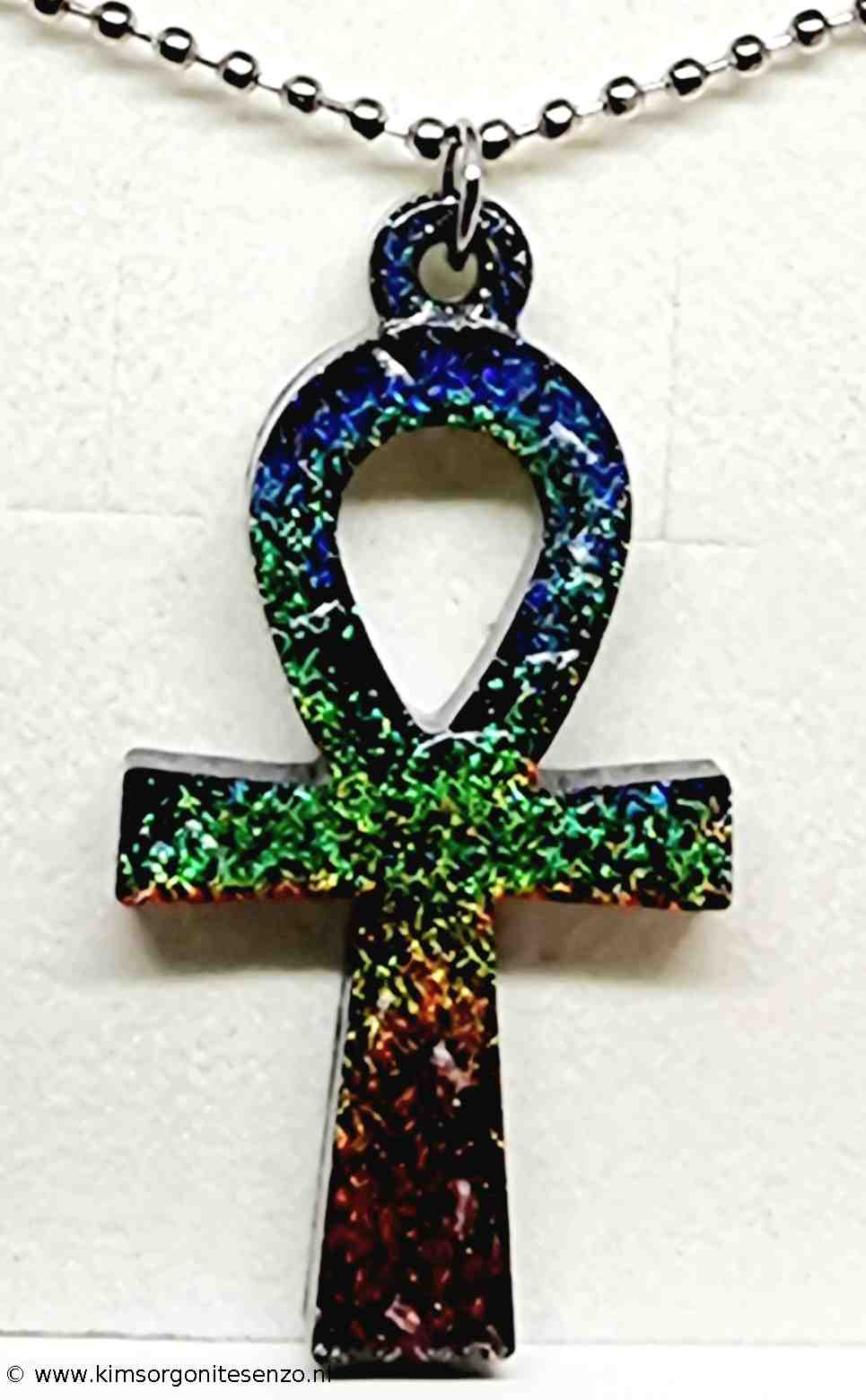 Orgonites, Sieraden, Ketting Ankh Ankh met Zwarte Toermalijn