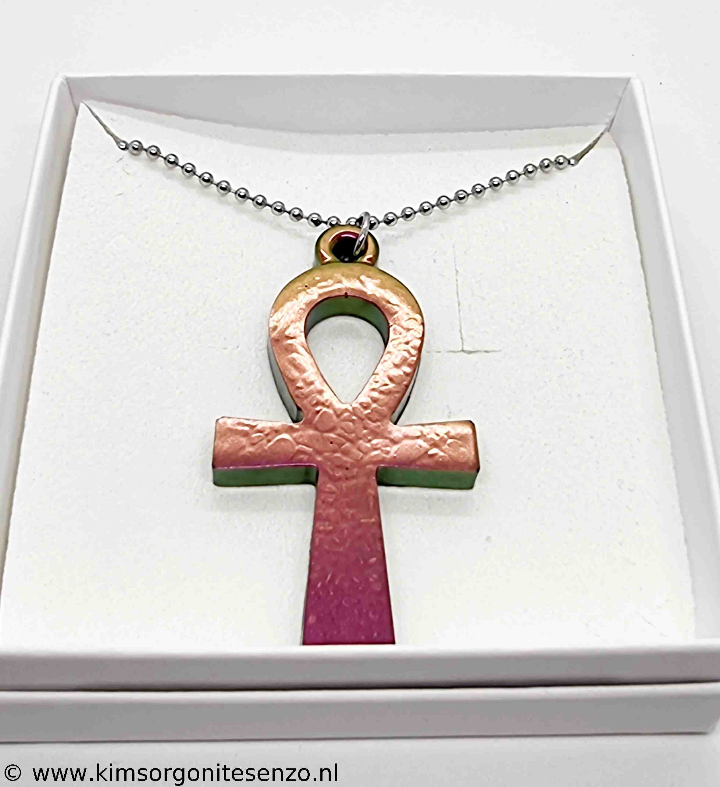 Orgonites, Sieraden, Ketting Ankh Ankh met Zwarte Toermalijn