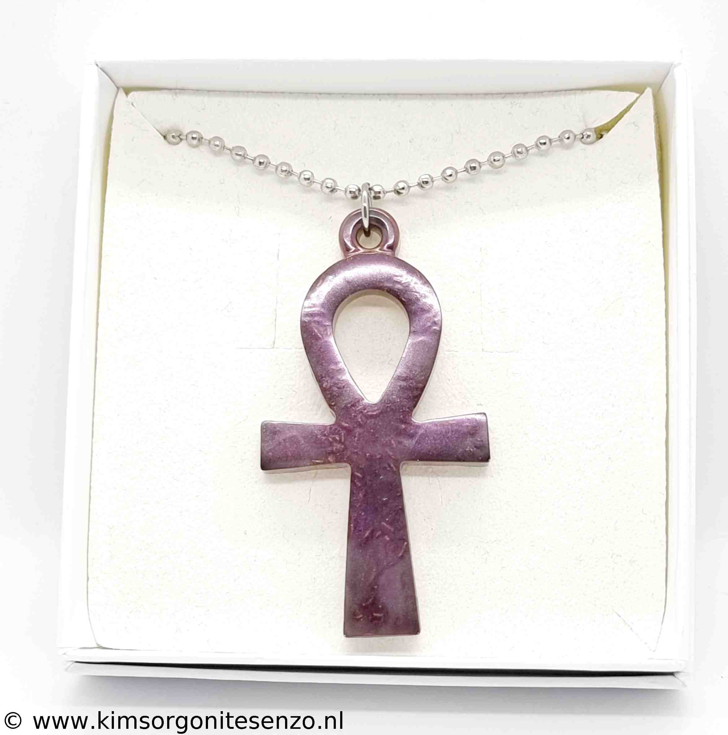 Orgonites, Sieraden, Ketting Ankh Ankh met Bergkristal