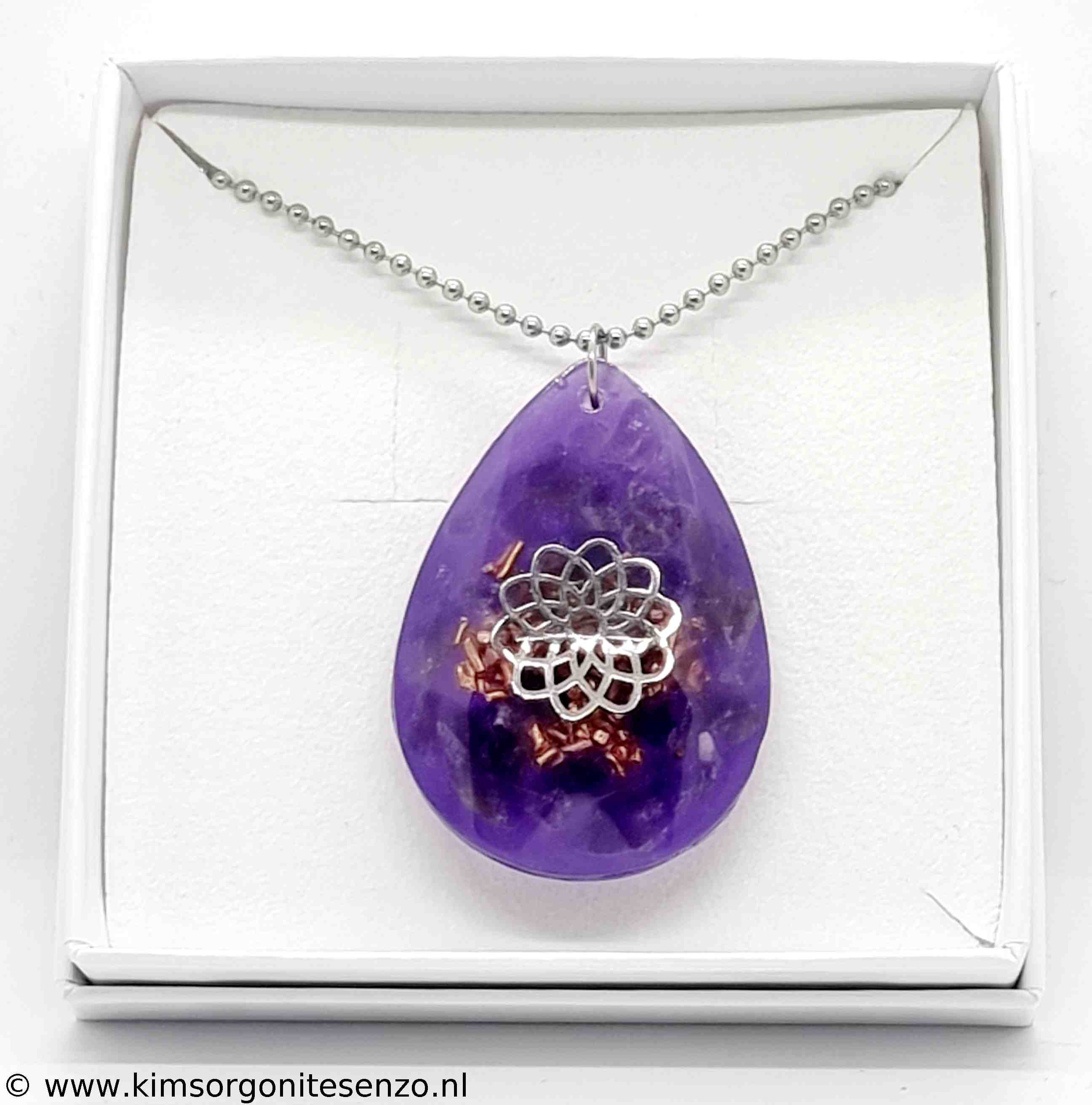 Orgonites, Sieraden, Ketting Druppel Medium Ketting Druppel met Amethist