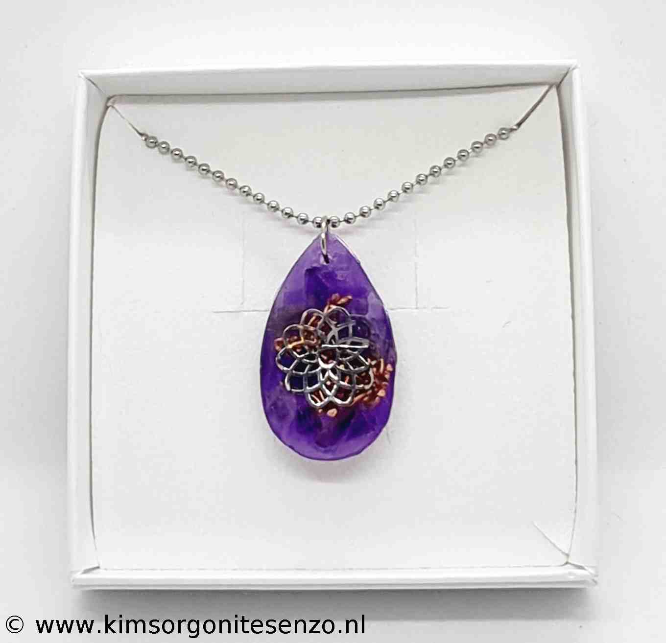 Orgonites, Sieraden, Ketting Druppel Ketting Druppel met Amethist