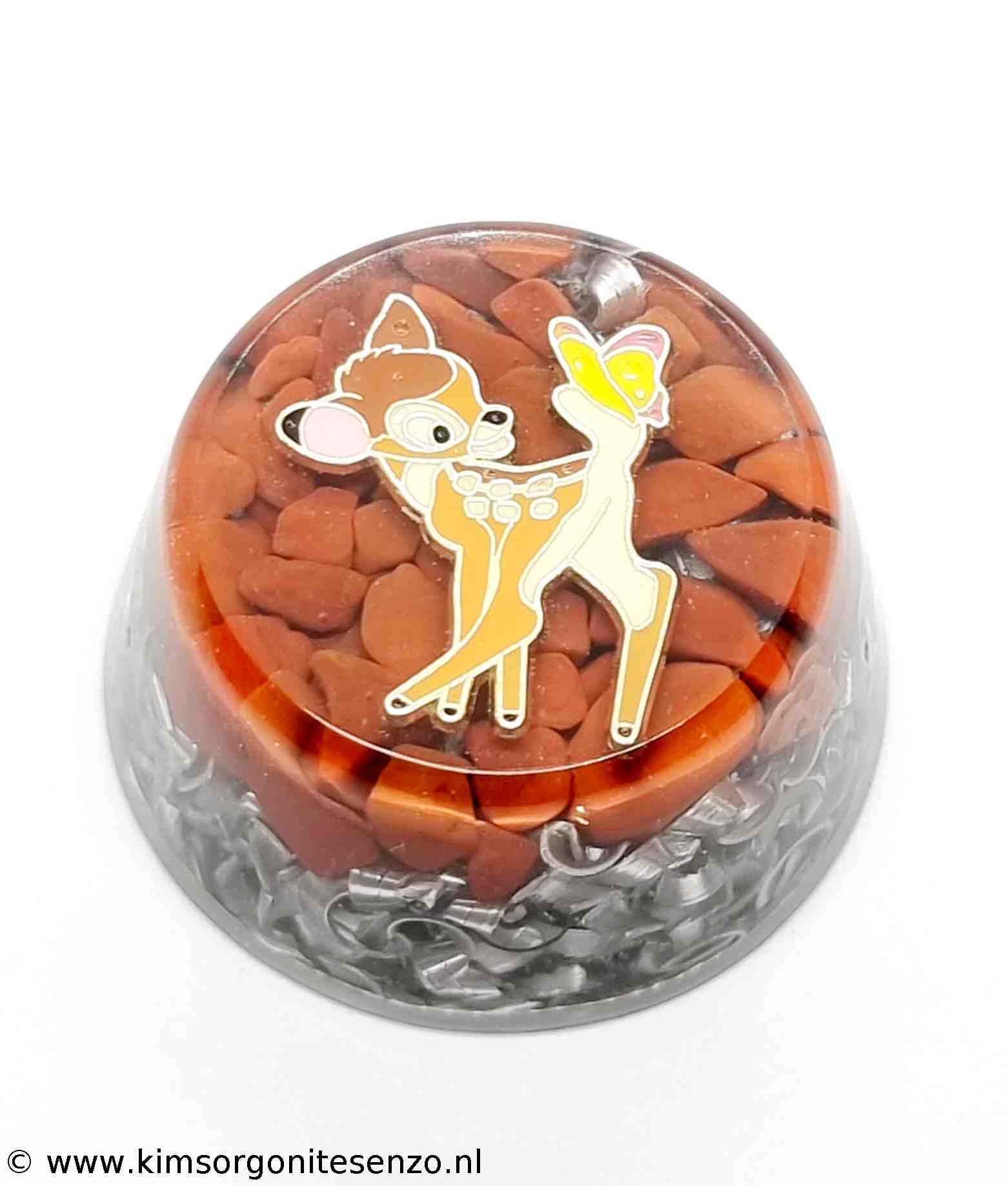 Orgonites, Zak orgonites, Rond Cup Orgonite met Rode Jaspis