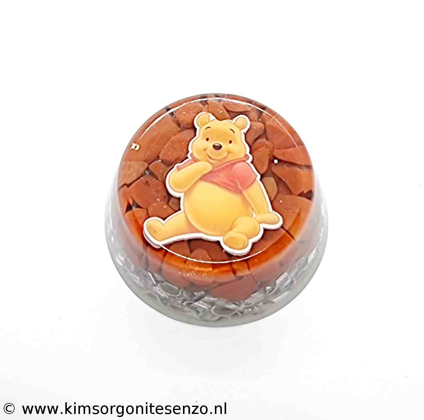 Orgonites, Zak orgonites, Rond Cup Orgonite met Rode Jaspis