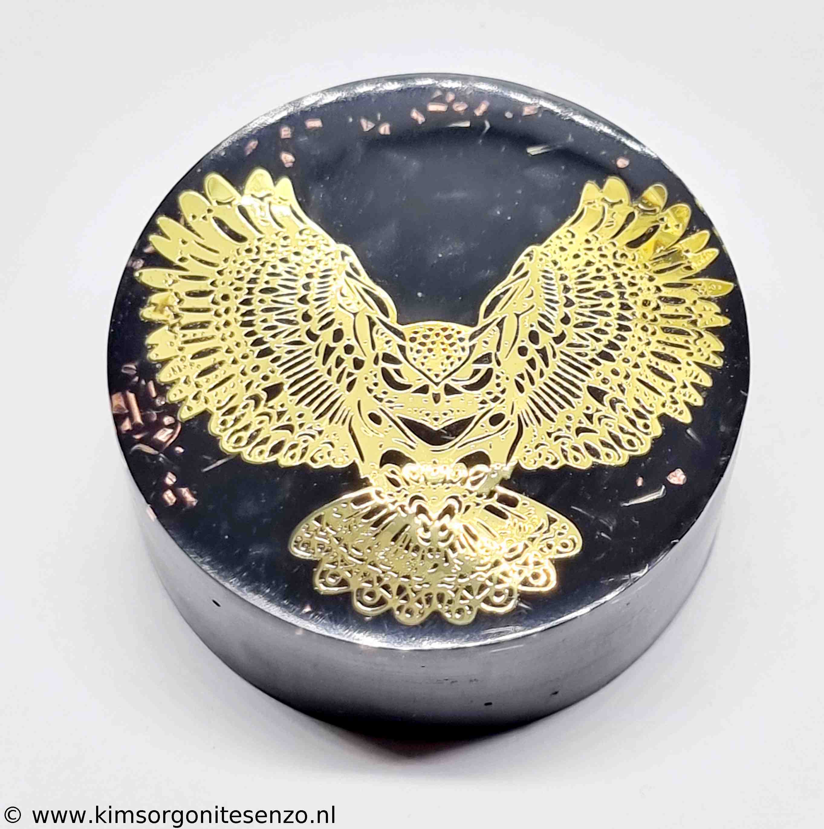 Orgonites, Overige, Ronde schijf, Ronde schijf klein Orgonite met Zwarte Onyx