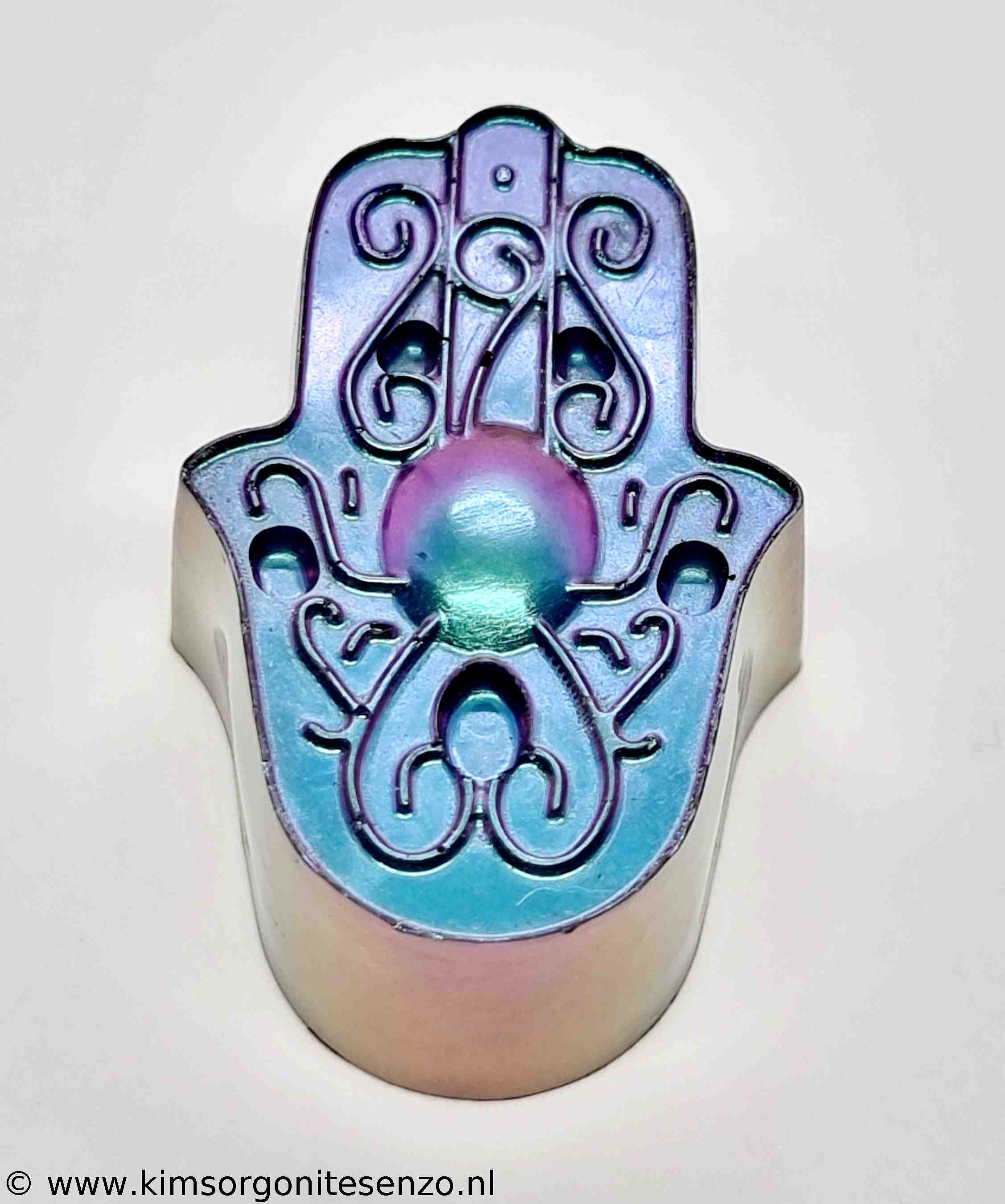 Orgonites, Overige, Hamsa Handen, Hamsa Hand Medium Orgonite met Zwarte Onyx