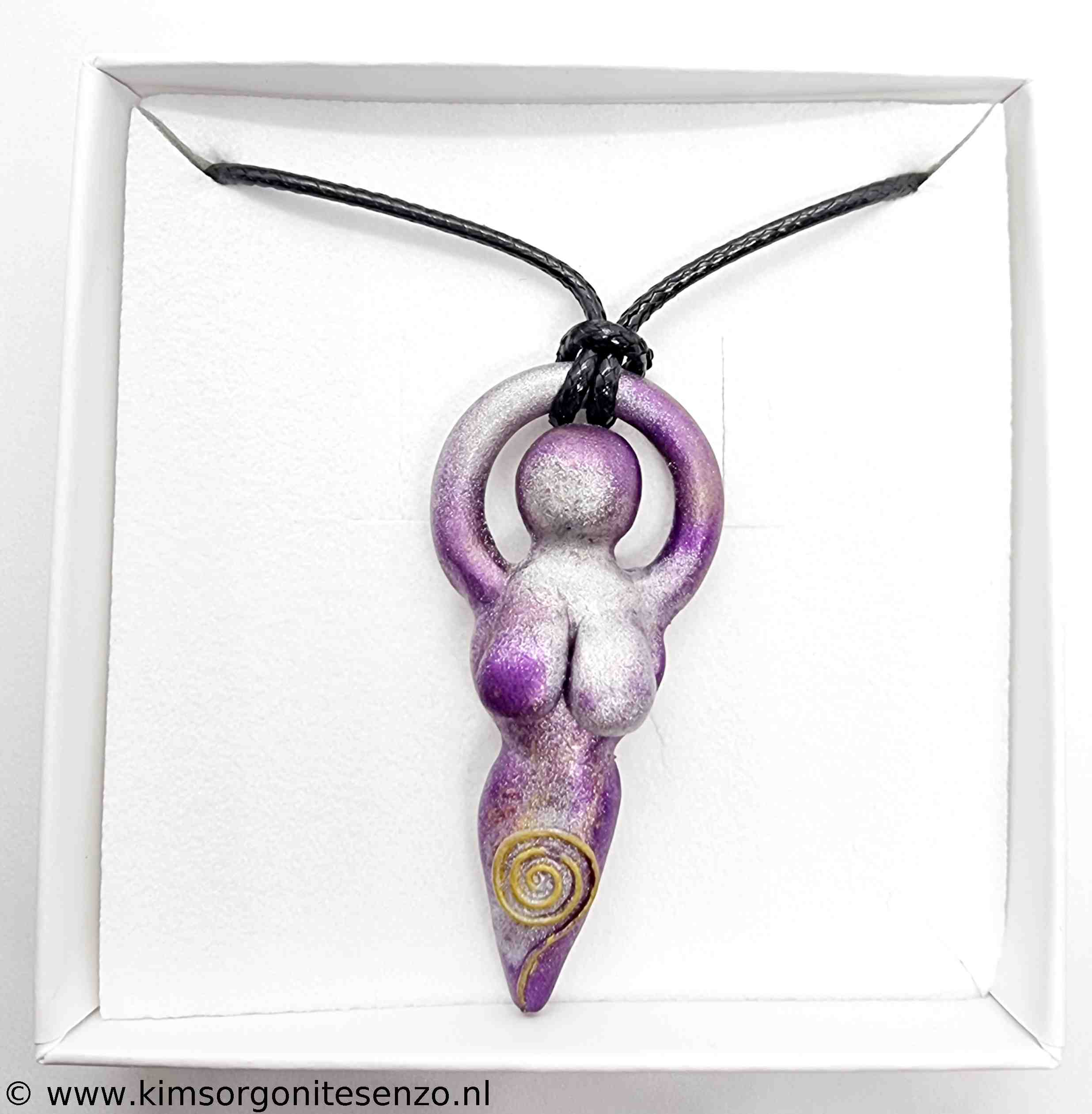 Orgonites, Sieraden, Ketting Spiral Goddess Goddess met Bergkristal, Maansteen en Labradoriet