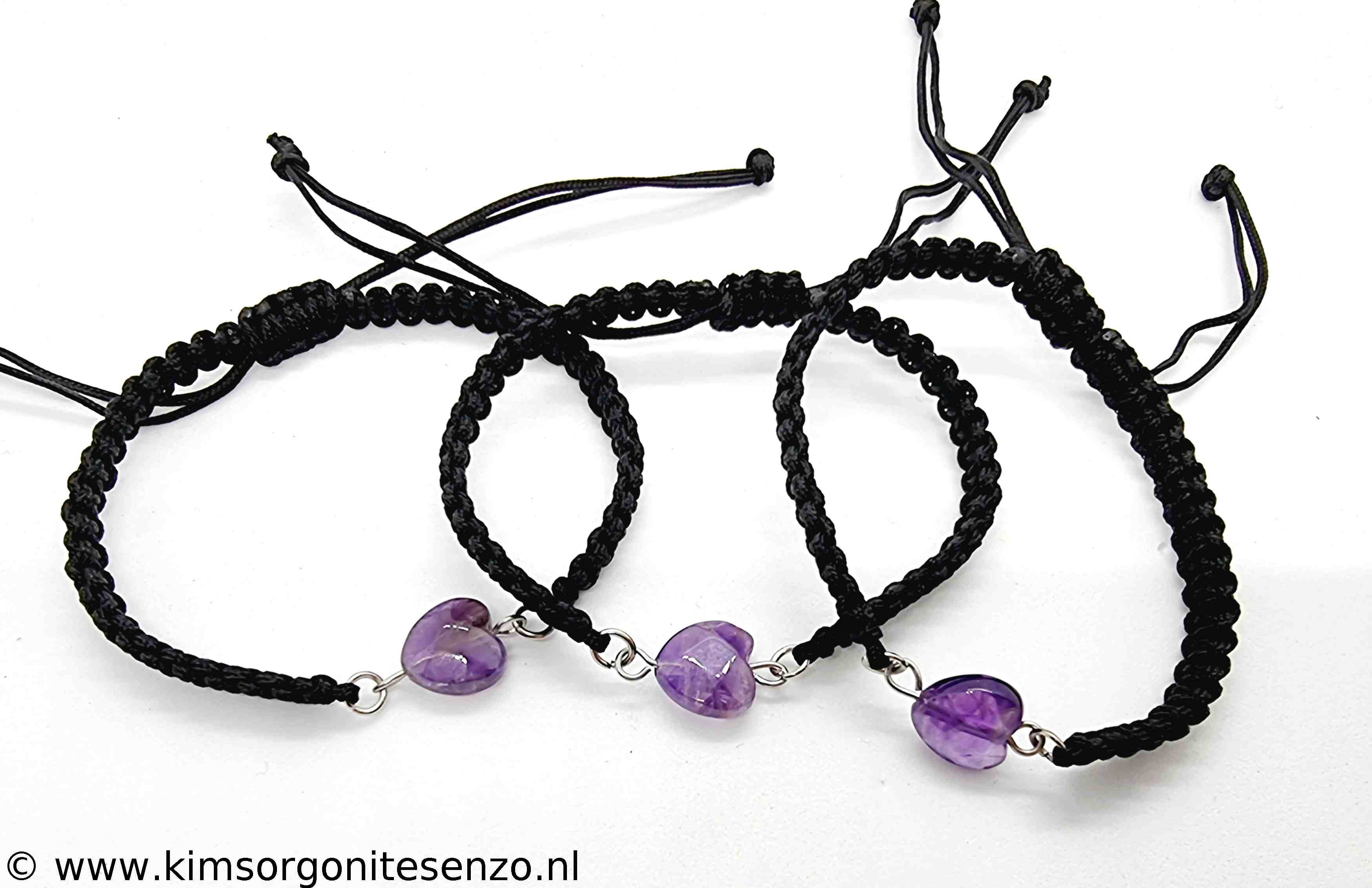 Sieraden, Armbanden, Geknoopte Armbanden met Tussenzetsel 02 Amethist
