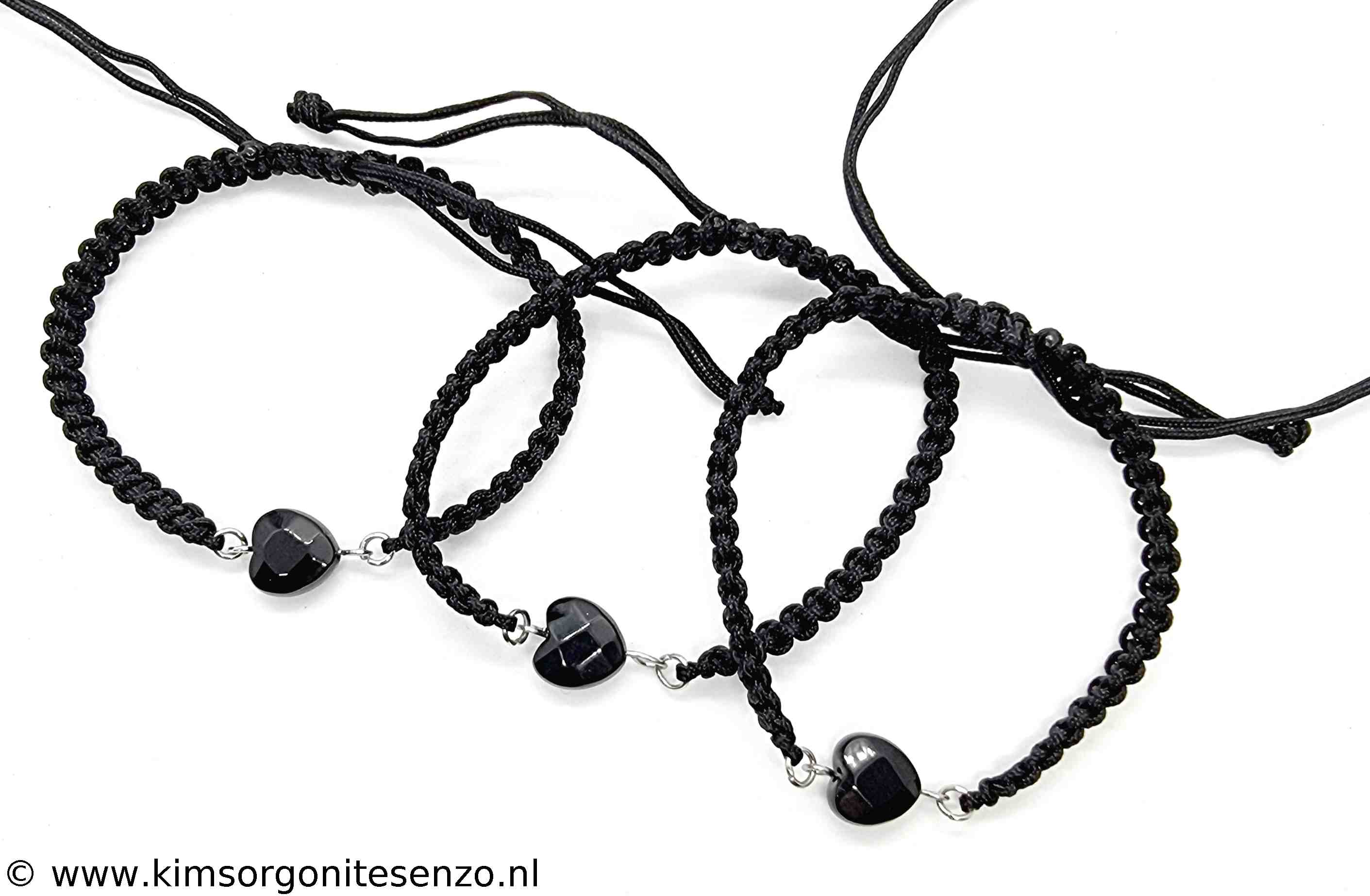 Sieraden, Armbanden, Geknoopte Armbanden met Tussenzetsel 09 Onyx