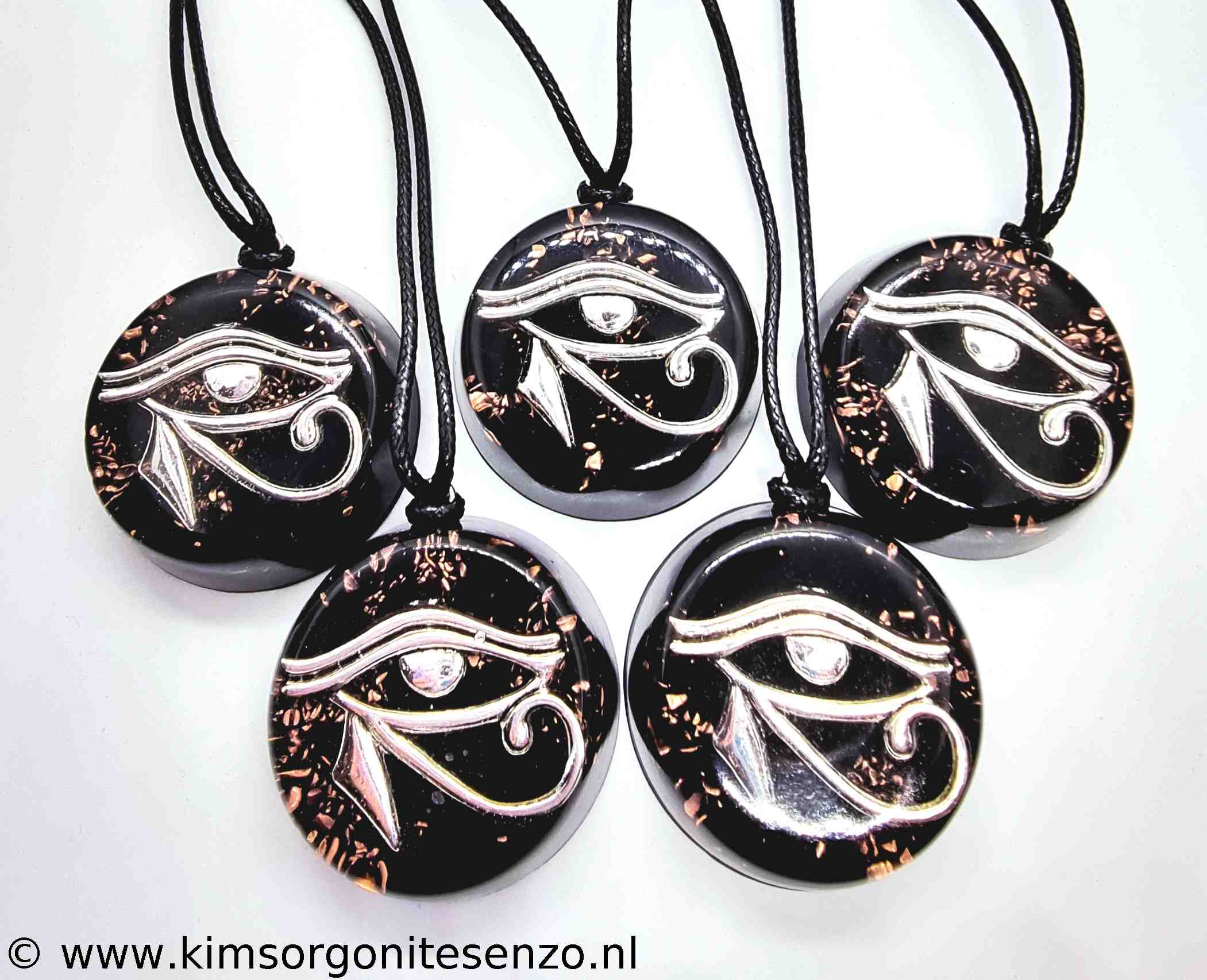 Zwarte Toermalijn & Shungiet Kettingen 08 Amulet Oog van Horus