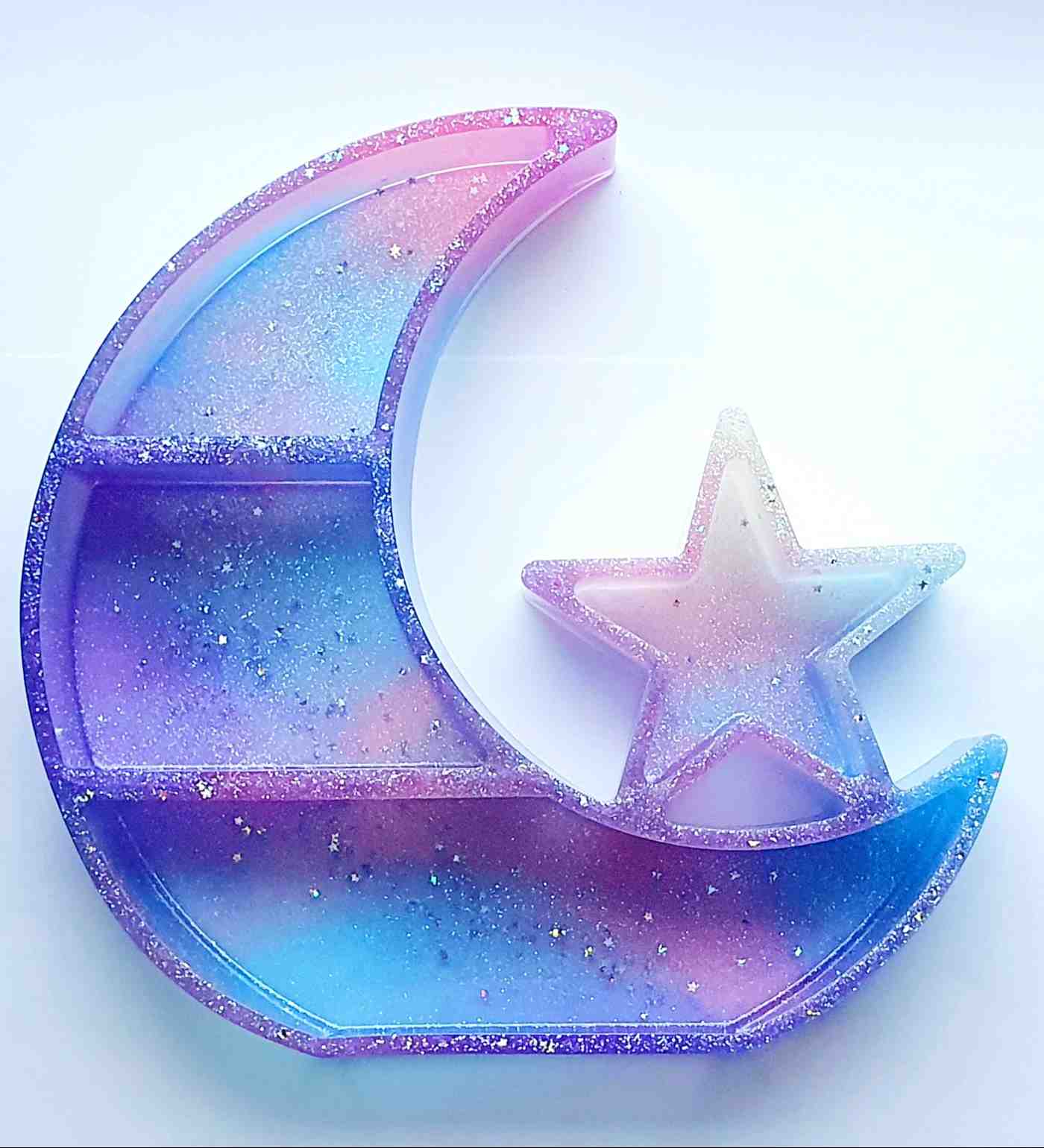 Resin art, Maankastje Roze, paars, blauw